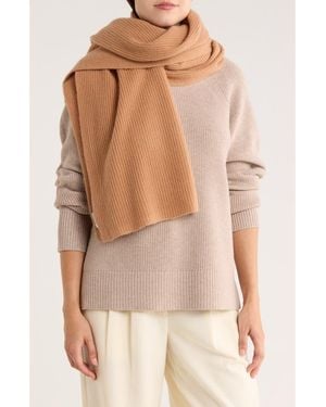 Portolano Cashmere Ribbed Wrap Scarf - Brown