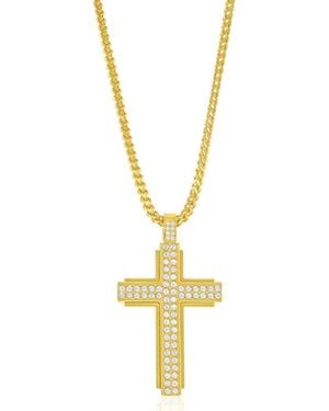 Black Jack Jewelry Cubic Zirconia Cross Pendant Necklace - Metallic