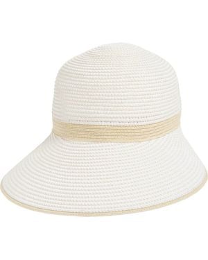 Calvin Klein Tri-Color Texture Raffia Straw Reader Hat - White