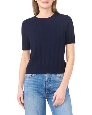 Cece Pointelle Knit Sweater - Blue