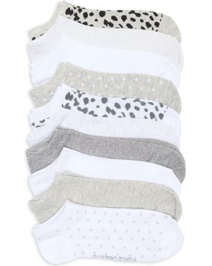 Vince Camuto 10-Pack Assorted Animal Print No Show Socks - White