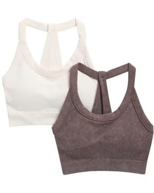 90 Degrees 2-Pack Stonewashed Seamless Sports Bras - Multicolor