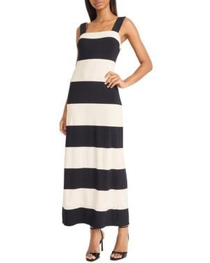 Donna Morgan Stripe Square Neck Maxi Dress - Blue