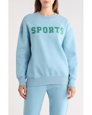 90 Degrees Varsity Vault Fleece Graphic Sweatshirt - Blue
