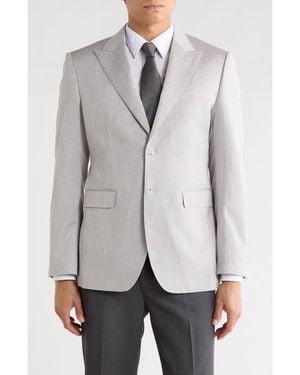 Tahari Slim Fit Textured Blazer - Gray