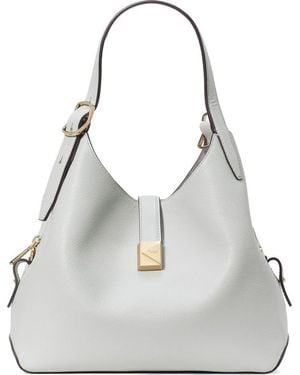 Kate Spade Deco Pebbled Leather Shoulder Bag - Gray