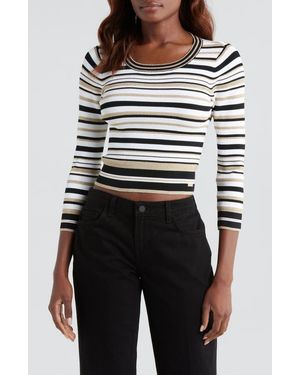 L'Agence Yukio Stripe Crewneck Top - Black