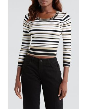 L'Agence Yukio Stripe Crewneck Top - Black