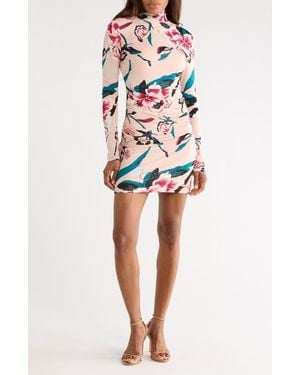 Diane von Furstenberg Lucy Floral Print Mock Neck Dress - Multicolor