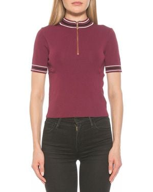Alexia Admor Phoebe Short Sleeve Turtle Neck Sweater - Red