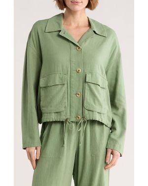 Caslon Linen Blend Utility Jacket - Green