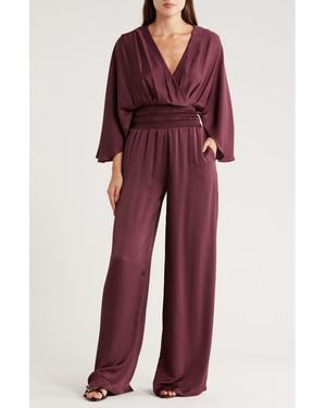 Ramy Brook Cheri Long Sleeve Satin Jumpsuit - Purple