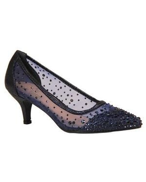 Lady Couture Rhinestone Kitten Heel Pump - Blue