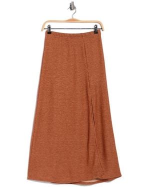 Go Couture Slit Maxi Skirt - Brown