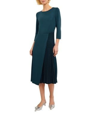 Misook Contrast Panel Knit Dress - Blue