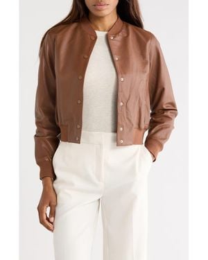 AllSaints Riley Leather Bomber Jacket - Brown