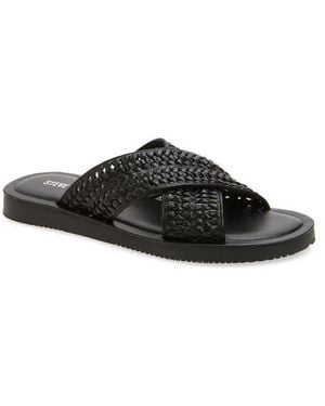 Steve Madden Boweri Woven Strap Slide Sandal - Black