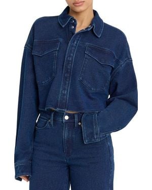 GOOD AMERICAN Jeanius Crop French Terry Jacket - Blue