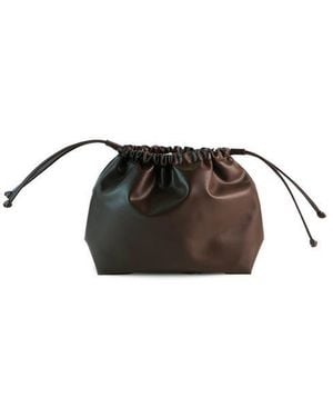 Mela Vegan Leather Pouch Clutch - Black