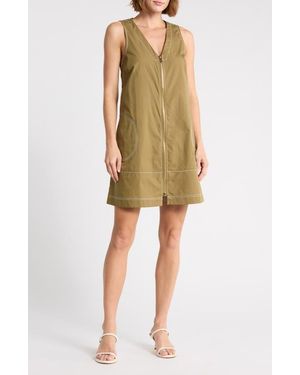 Halogen® Sleeveless Zip Through A-Line Minidress - Natural