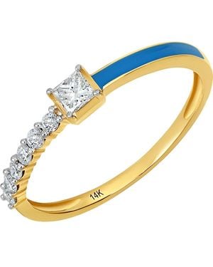 CARRIERE JEWELRY Diamond & Dark Enamel Ring - Blue