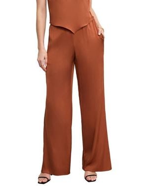 GOOD AMERICAN Satin Pull-On Pants - Brown