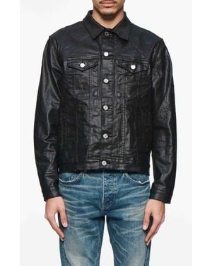 Purple Brand Creased Film Coated Cotton Trucker Jacket - Black