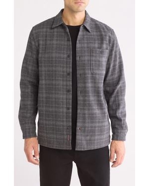 Weatherproof Plaid Flannel Fleece Bonded Shirt Jacket - Gray