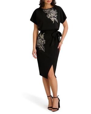 Kensie Crepe Scuba Cap Sleeve Dress - Black