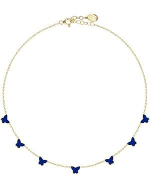 Gabi Rielle 14K Plate Sterling Butterfly Enamel Choker Necklace - White