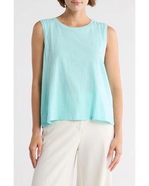 Eileen Fisher Crewneck Organic Cotton Sleeveless Top - Blue