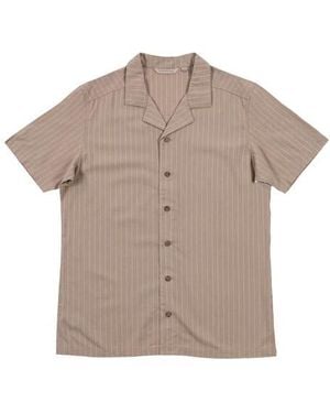 Burnside Stripe Linen & Cotton Blend Camp Shirt - Gray