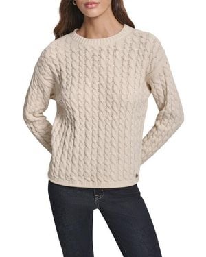 DKNY Cable Knit Crewneck Sweater - Natural