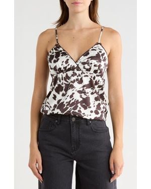 Vigoss Printed Satin Babydoll Camisole - Black