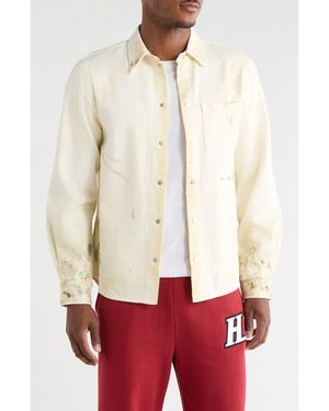 Helmut Lang Snap Front Cotton Shirt Jacket - Natural