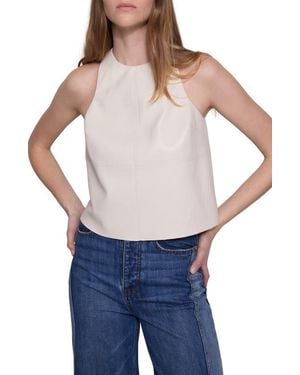Rebecca Minkoff Nora Faux Leather High Neck Top - Blue