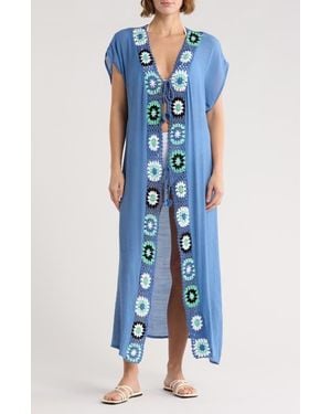 Elan Crochet Cover-Up Dress - Blue