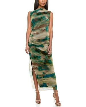 Socialite Ruched Sleeveless Mesh Dress - Green