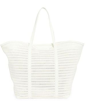BCBGMAXAZRIA Flared Perforated Faux Leather Tote - White