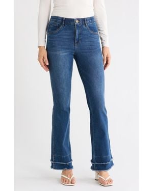 Democracy 'Ab'Solution High Waist Fray Hem Itty Bitty Bootcut Jeans - Blue