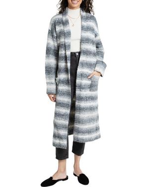 Saachi Horizontal Stripe Longline Cardigan - Gray