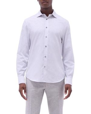 Bugatchi Axel Floral Jacquard Shaped Fit Button-Up Shirt - Purple