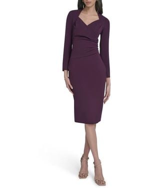 Calvin Klein Stretch Crepe Midi Sheath Dress - Purple