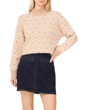 Vince Camuto Diamond Jacquard Turtleneck Sweater - Blue