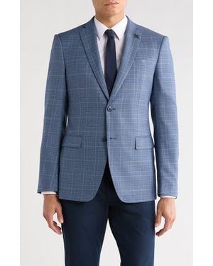 John Varvatos Plaid Two-Button Sport Coat - Blue