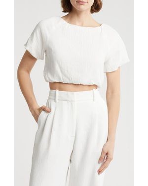 Love By Design Anna Bubble Hem Crop Top - White