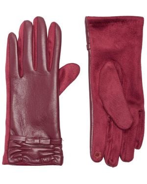 Ted Baker Bow Faux Leather Gloves - Red