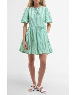 Barbour Daison Stripe Seersucker Minidress - Green