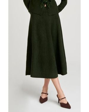 Wayf Kayla A-Line Knit Midi Skirt - Green