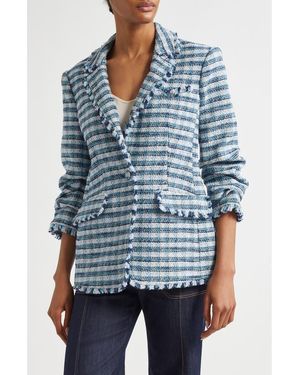 Cinq À Sept Khloe Stretch Cotton Tweed Blazer - Blue